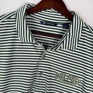 Cal Poly Mustangs Cutter & Buck Mens XXL Striped Polo Shirt Embroidered Preppy